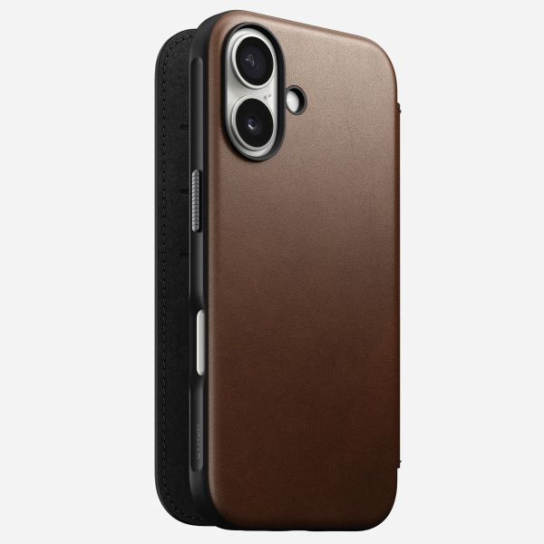 Nomad Modern Leather Folio Bookcase iPhone 16 - Brown