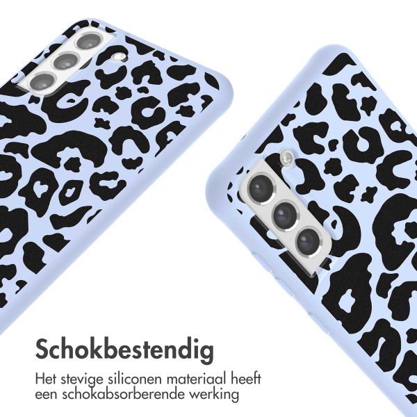 imoshion Siliconen design hoesje met koord Samsung Galaxy S21 FE - Animal Lila