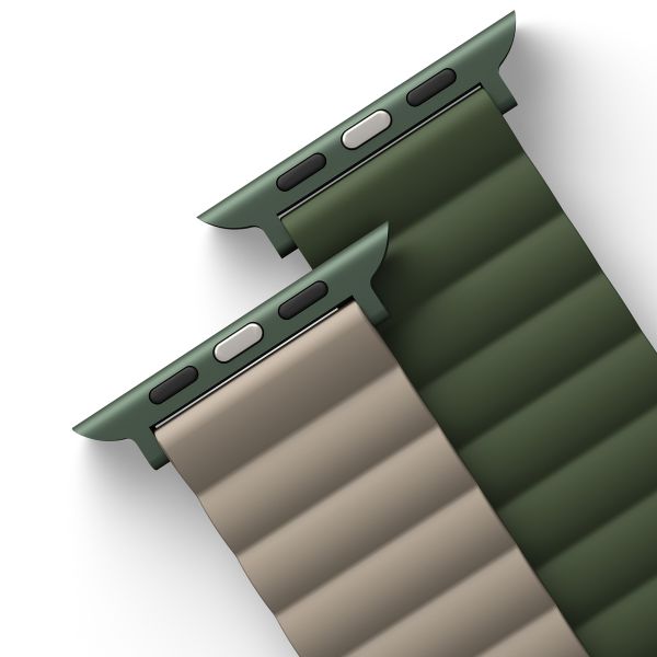 Uniq Revix dubbelzijdig bandje Apple Watch Series 1 t/m 11 / SE / Ultra (44/45/46/49 mm) - Pine (Green/Taupe)