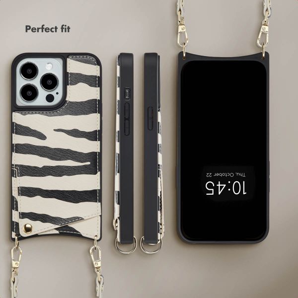 Selencia Nova Phone Case with Cord and Card Holder Apple iPhone 13 Pro - Zazzy Zebra