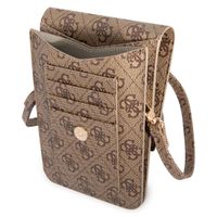 Guess Crossbody Telefoontasje - Smartphone schoudertasje met riem 4G Logo - Bruin