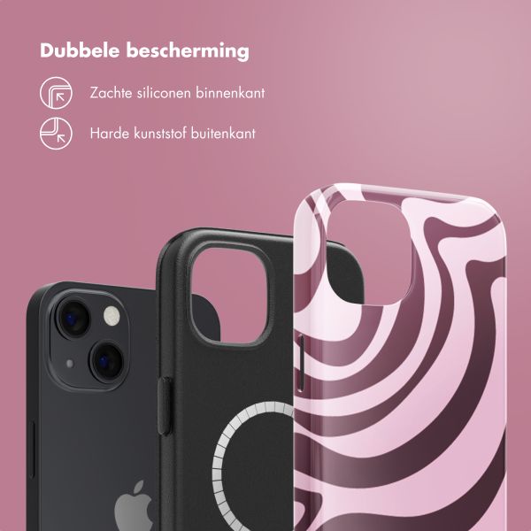 Selencia Vivid Tough Backcover met MagSafe iPhone 13 - Wavy Swirl Pink Plum