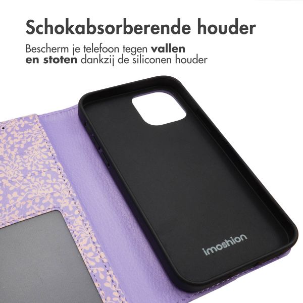 imoshion Design Bookcase Apple iPhone 12 (Pro) - Purple White Flowers