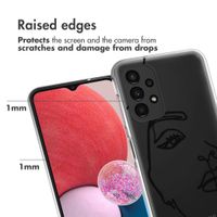 imoshion Design hoesje Samsung Galaxy A13 (4G) - Abstract Gezicht - Wit / Zwart