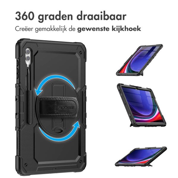 Accezz Rugged Backcover met schouderstrap Samsung Galaxy Tab S10 Ultra / Tab S9 Ultra - Zwart