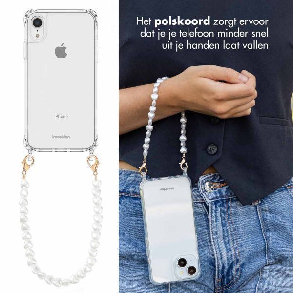 imoshion Backcover met koord + armband iPhone Xr - Parels hartjes