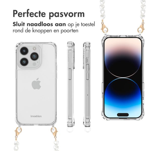 imoshion Backcover met koord + armband Apple iPhone 14 Pro - Parels Hartjes