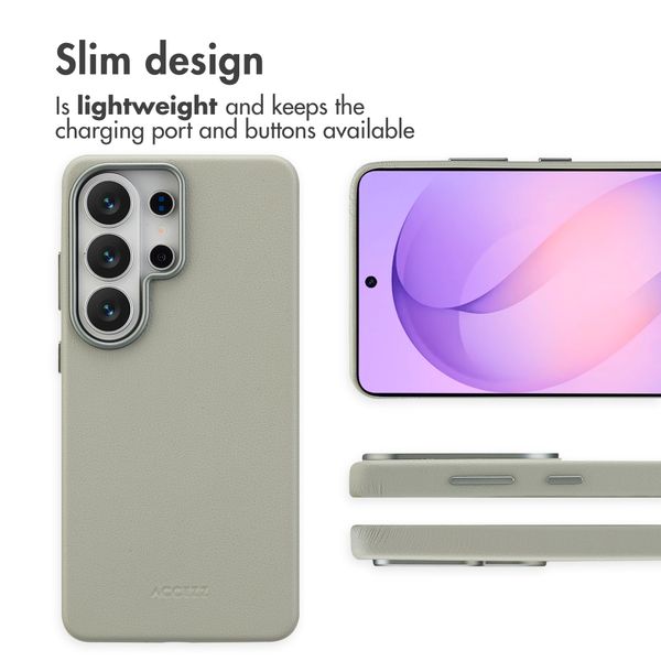 Accezz Leather Back Cover with MagSafe Samsung Galaxy S26 Ultra - Light Grey