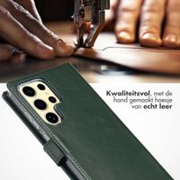 Selencia Echt Leren Bookcase Samsung Galaxy S25 Ultra - Groen