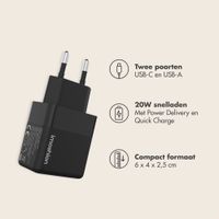 imoshion Wall Charger - Oplader - USB-C en USB aansluiting - Power Delivery - 20 Watt - Zwart