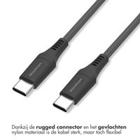 imoshion Mini autolader - 2 poorten - USB-A Quick Charge - USB-C Power Delivery - 60 Watt + Braided USB-C naar USB-C kabel - 1 meter - Zwart