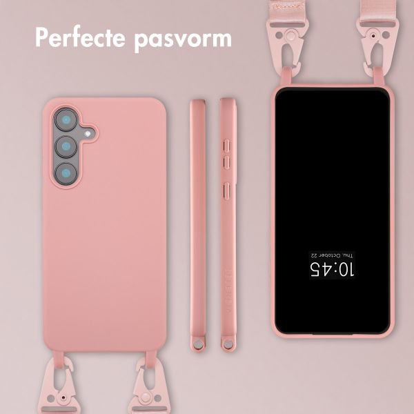 Selencia Siliconen hoesje met afneembaar koord Samsung Galaxy S25 FE - Sand Pink