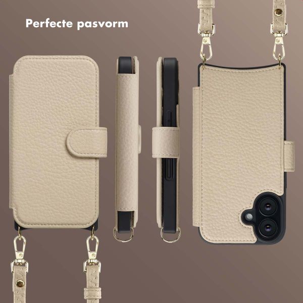 Selencia Riva Bookcase met MagSafe en Koord Apple iPhone 16 - Beige