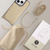 Selencia Nova Phone Case with Cord and Card Holder Apple iPhone 15 Pro - Beige