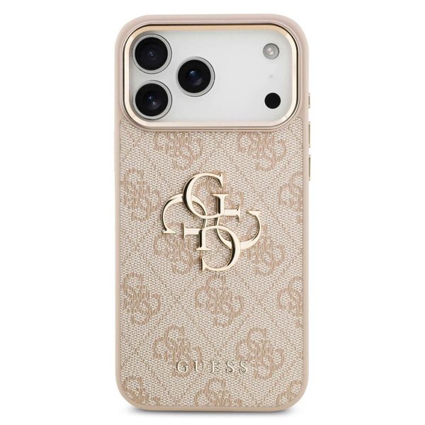 Guess 4G Metal Logo Backcover Apple iPhone 17 Pro - Gold Edge - Pink