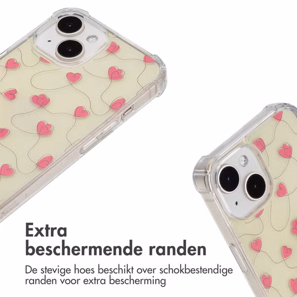 imoshion Design hoesje met koord Apple iPhone 15 - Dusty Rose Connected Hearts