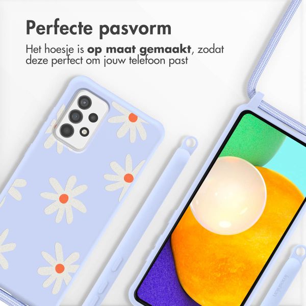 imoshion Siliconen design hoesje met koord Samsung Galaxy A52(s) / (5G/4G) - Lila Flower Distance