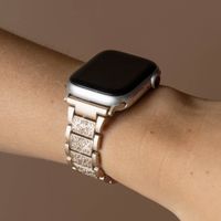 Selencia Sparkle schakelband Apple Watch Series 1 t/m 9 / SE (38/40/41 mm) | Series 10 / 11 (42 mm) - Champagne Gold