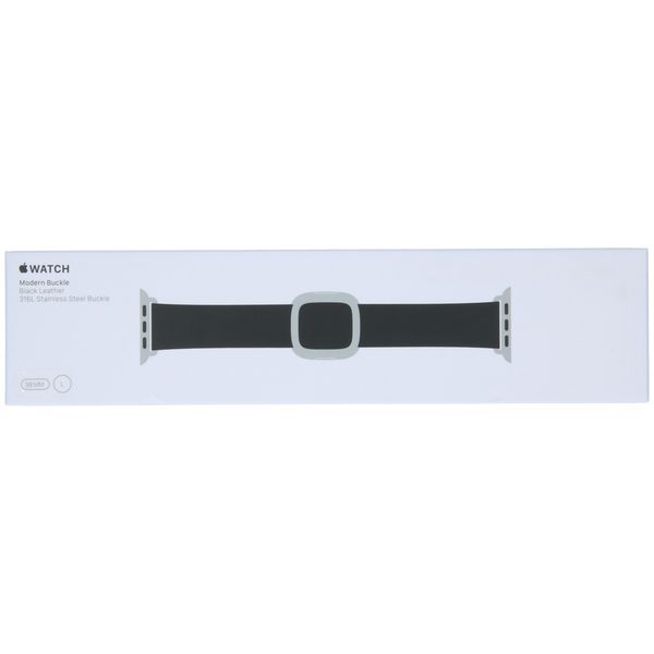 Apple Leather Band Modern Buckle Apple Watch Series 1 t/m 9 / SE (38/40/41 mm) | Series 10 / 11 (42 mm) - Maat L - Zwart