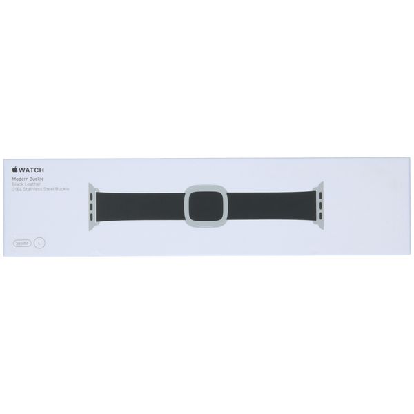 Apple Leather Band Modern Buckle Apple Watch Series 1 t/m 9 / SE (38/40/41 mm) | Series 10 (42 mm) - Maat L - Zwart