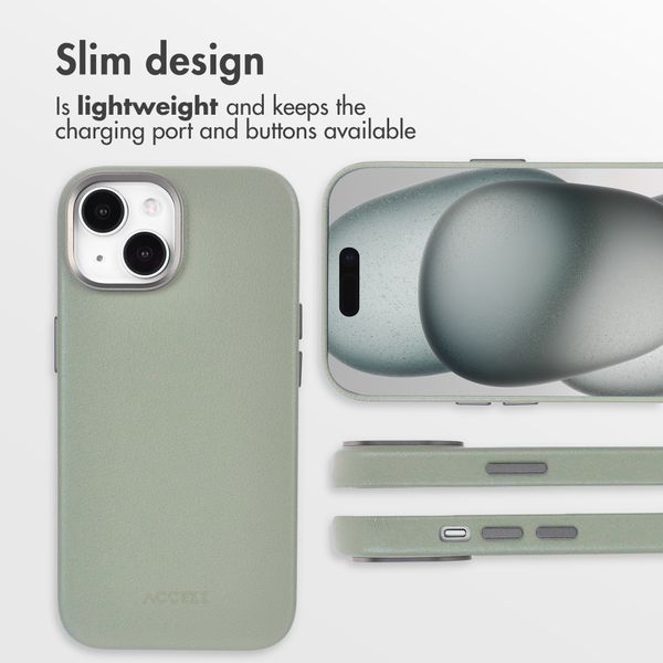 Accezz Leather Back Cover with MagSafe Apple iPhone 15 - Light Grey