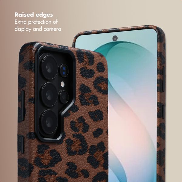 Selencia Sabi Back Cover Panther Print with MagSafe Samsung Galaxy S26 Ultra - Mocha Brown