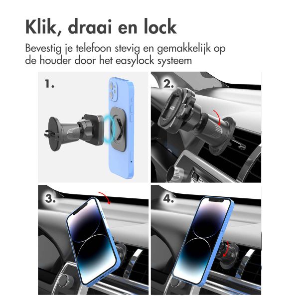 Accezz EasyLock telefoonhouder auto - inclusief hoesje iPhone 13 - Ventilatierooster - 360 graden draaibaar - Zwart