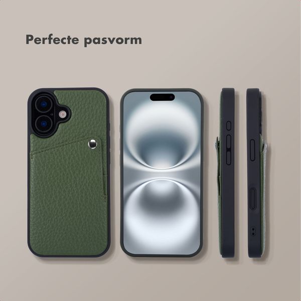 Selencia Riva Backcover met Pashouder Apple iPhone 16 - Sage Green