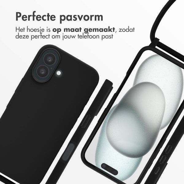 imoshion Siliconen hoesje met koord Apple iPhone 16 - Zwart