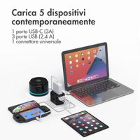 imoshion Universele wereldstekker - 3x USB-C & USB-A - Zwart