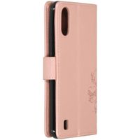 Klavertje Bloemen Bookcase Samsung Galaxy A01 - Rosé Goud