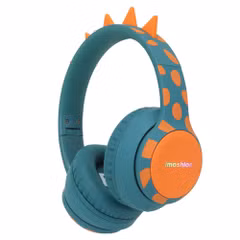 imoshion Draadloze Kinderkoptelefoon Dino - Decibelbegrenzer - Met AUX kabel - Petrol Green / Orange