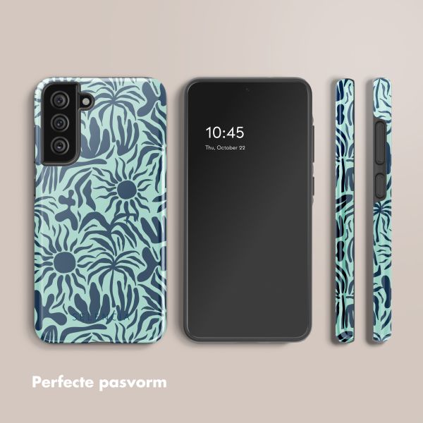 Selencia Vivid Tough Backcover Samsung Galaxy S21 FE - Tropical Vibes Light Blue