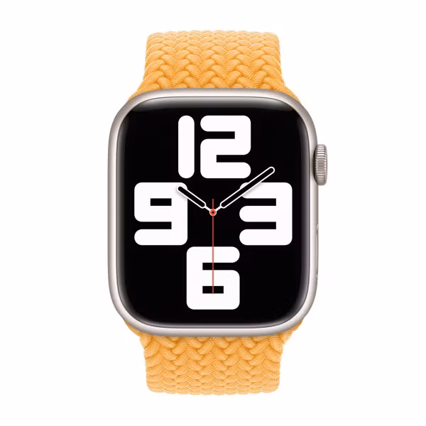 Apple Gevlochten solobandje Apple Watch | 44/45/46/49 mm - Maat 8 - Maize