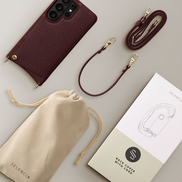 Selencia Nova Phone Case with Cord and Card Holder Samsung Galaxy S26 Ultra - Bold Burgundy
