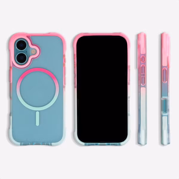 Selencia Gradient Backcover met MagSafe Apple iPhone 16 - Roze / Blauw