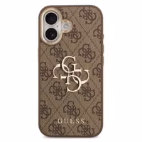 Guess 4G Metal Logo Backcover Apple iPhone 17 - Gold Edge - Brown