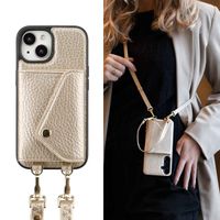 Selencia Sera Phone Case with Cord and Envelope Card Holder Apple iPhone 15 - Champagne