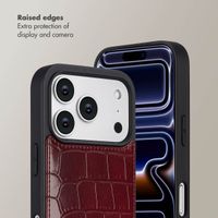 Selencia Nova Croco Phone Case with Cord and Card Holder Apple iPhone 17 Pro - Burgundy