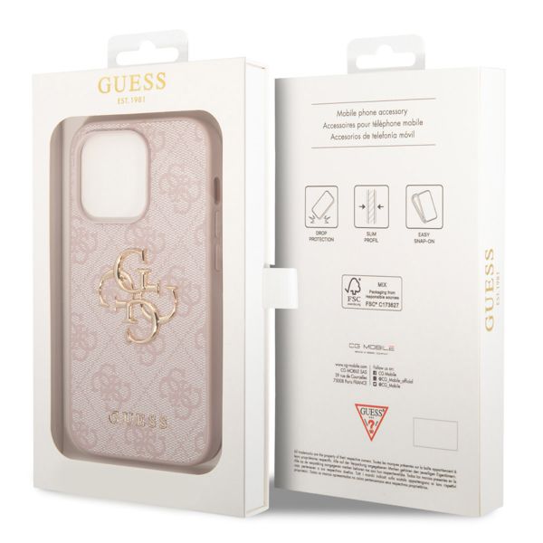 Guess 4G Metal Logo Backcover Apple iPhone 15 Pro - Roze