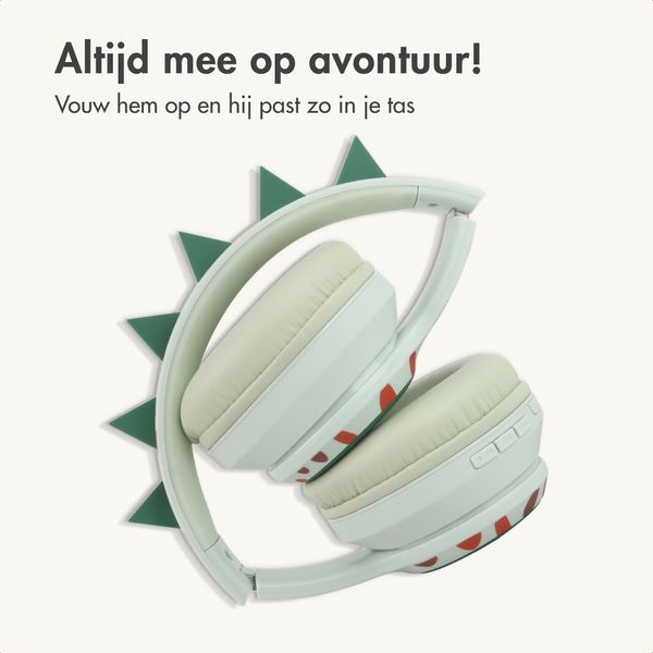 imoshion Draadloze Kinderkoptelefoon Dino - Decibelbegrenzer - Met AUX kabel - Brown / Orange