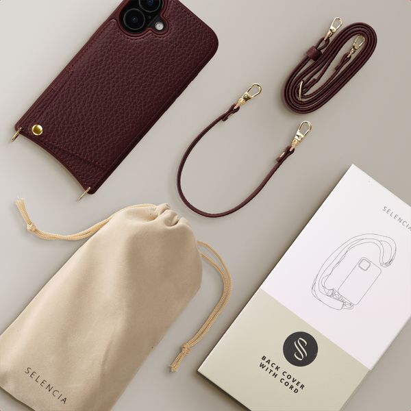Selencia Nova Phone Case with Cord and Card Holder Apple iPhone 17 - Bold Burgundy