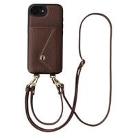 Selencia Sera Telefoonhoes met Koord en Envelop Pashouder Apple iPhone 17e / 16e - Chocolate Brown