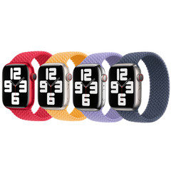Apple 4 Pack Gevlochten solobandje Apple Watch | 38/40/41/42 mm - Maat 3 - (PRODUCT)RED / Maize / Lavender / Storm Blue