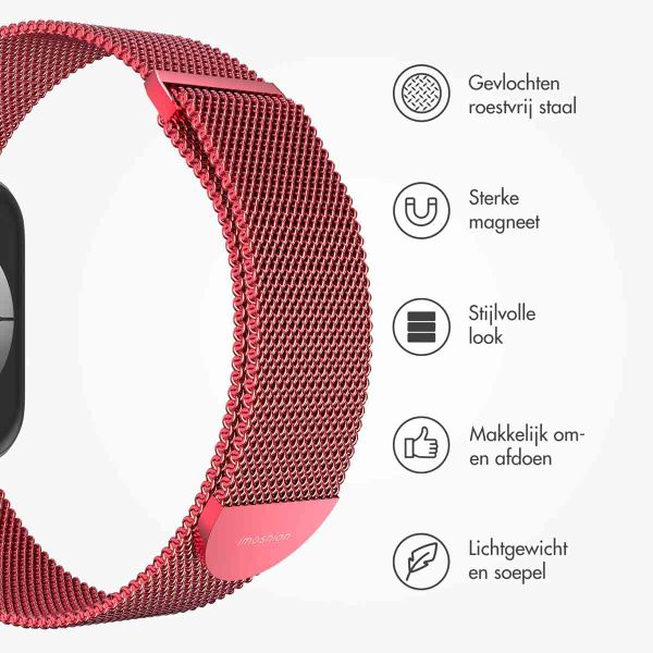 imoshion Milanees magnetisch bandje Apple Watch Series 1 t/m 9 / SE (38/40/41 mm) | Series 10 (42 mm) - Maat M - Rood