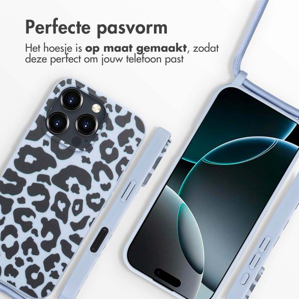 imoshion Siliconen design hoesje met koord Apple iPhone 16 Pro Max - Animal Lila