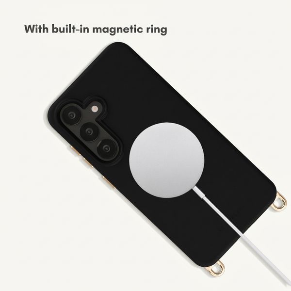 Selencia Rivièra MagSafe Case with detachable hooks Samsung Galaxy S25 / S24 - Velvet Black