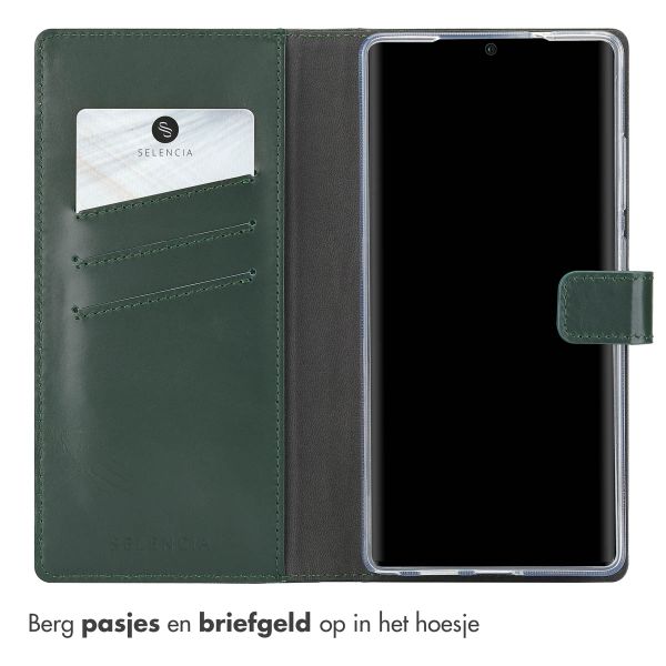 Selencia Echt Lederen Bookcase Samsung Galaxy S25 Ultra - Groen