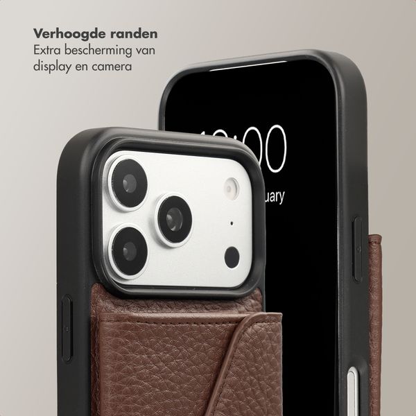 Selencia Sera Telefoonhoes met Koord en Envelop Pashouder Apple iPhone 17 Pro Max - Chocolate Brown