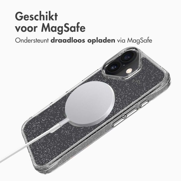imoshion Clear Glitter Backcover met MagSafe Apple iPhone 16 - Zilver
